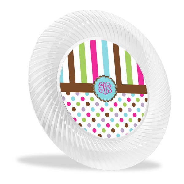 Custom Stripes & Dots Plastic Party Dinner Plates - 10" (Personalized)