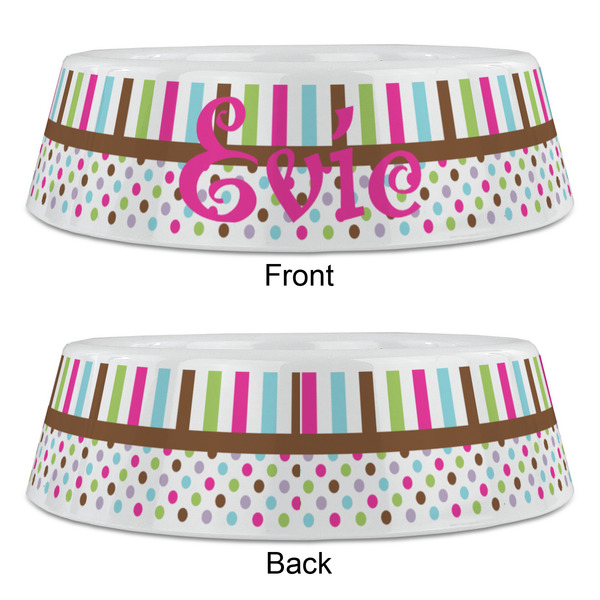 Stripes & Dots Plastic Pet Bowls - Large - APPROVAL