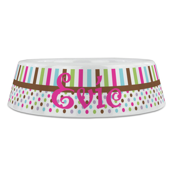Stripes & Dots Plastic Pet Bowls - Large - FRONT