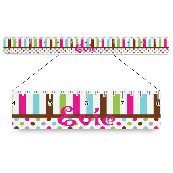 Custom Stripes & Dots Plastic Ruler - 12" (Personalized)