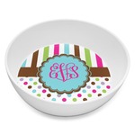 Stripes & Dots Melamine Bowl - 8 oz (Personalized)