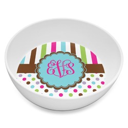 Stripes & Dots Melamine Bowl - 8 oz (Personalized)