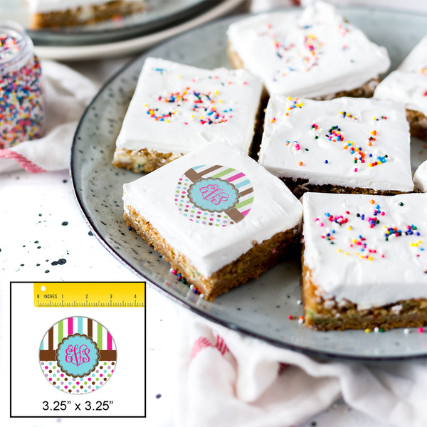 Stripes & Dots Printed Icing Circle - Large - In Context