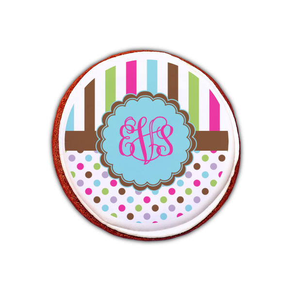 Stripes & Dots Printed Icing Circle - XSmall - On Cookie