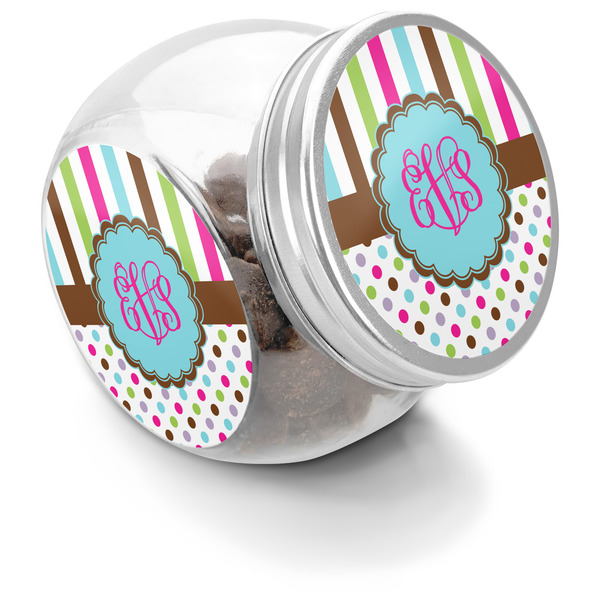 Custom Stripes & Dots Puppy Treat Jar (Personalized)