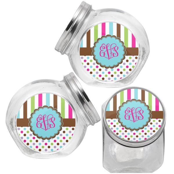 Stripes & Dots Puppy Treat Jar - Top Left Right