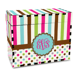 Stripes & Dots Wood Recipe Box - Full Color Print (Personalized)