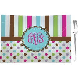 Stripes & Dots Rectangular Glass Appetizer / Dessert Plate - Single or Set (Personalized)