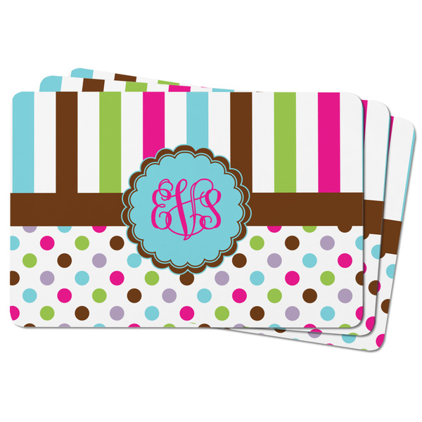 Stripes & Dots Rectangular Fridge Magnet - THREE