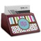Stripes & Dots Red Mahogany Business Card Holder - Angle