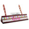 Stripes & Dots Red Mahogany Nameplates with Business Card Holder - Angle
