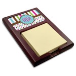 Stripes & Dots Red Mahogany Sticky Note Holder (Personalized)