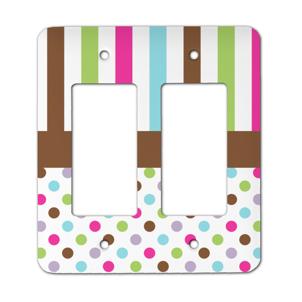 Custom Stripes & Dots Rocker Style Light Switch Cover - Two Switch