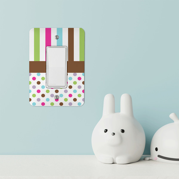 Stripes & Dots Rocker Light Switch Covers - Single - IN CONTEXT
