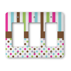 Stripes & Dots Rocker Style Light Switch Cover - Three Switch
