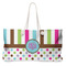 Stripes & Dots Large Rope Tote Bag - Front View