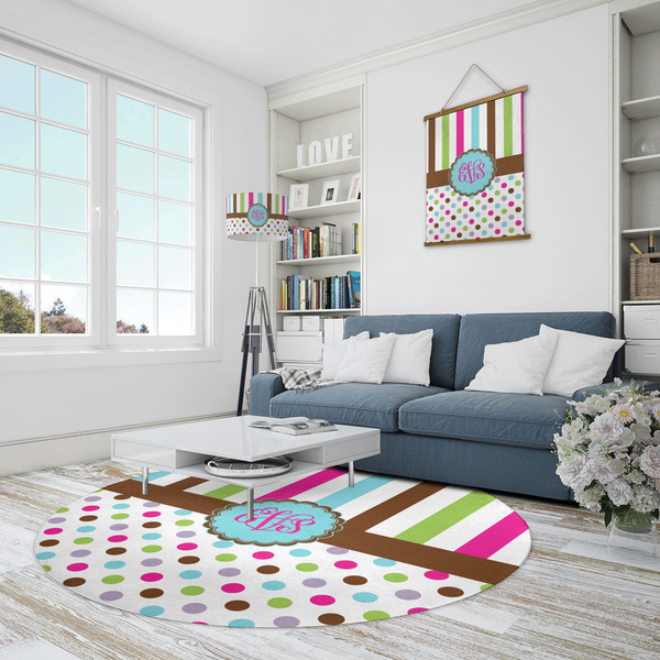 Stripes & Dots Round Area Rug - IN CONTEXT