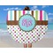 Stripes & Dots Round Beach Towel - In Use