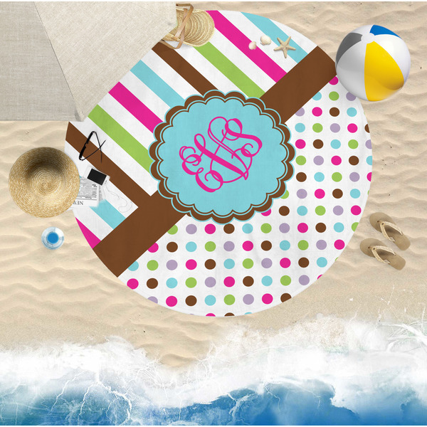 Stripes & Dots Round Beach Towel Lifestyle