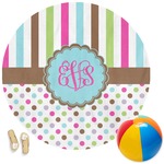 Stripes & Dots Round Beach Towel (Personalized)