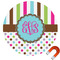 Stripes & Dots Round Car Magnet - 10" (Personalized)