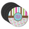Stripes & Dots Round Rubber Backed Coasters - Set of 4 (Personalized)