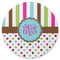 Stripes & Dots Round Rubber Backed Coaster (Personalized)