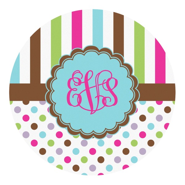 Custom Stripes & Dots Round Decal - Large (Personalized)