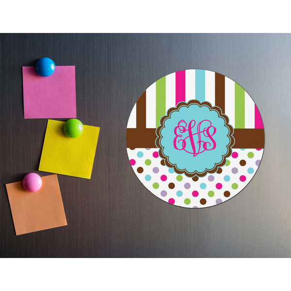 Stripes & Dots Round Fridge Magnet - LIFESTYLE