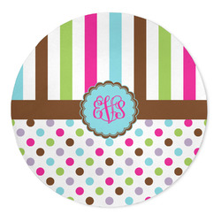 Stripes & Dots 5' Round Indoor Area Rug (Personalized)