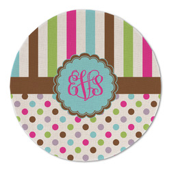 Stripes & Dots Round Linen Placemat (Personalized)