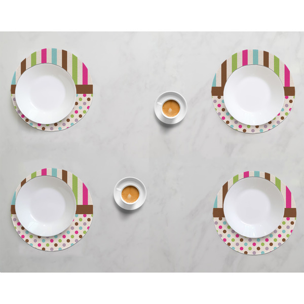 Stripes & Dots Round Linen Placemats - LIFESTYLE (set of 4)