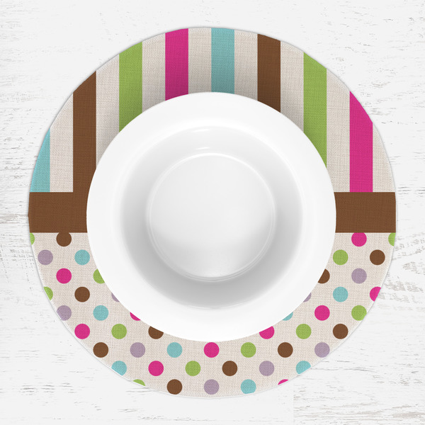 Stripes & Dots Round Linen Placemats - LIFESTYLE (single)