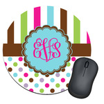 Stripes & Dots Round Mouse Pad (Personalized)