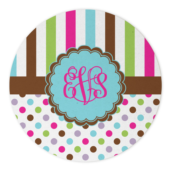 Stripes & Dots Round Paper Coaster - Approval