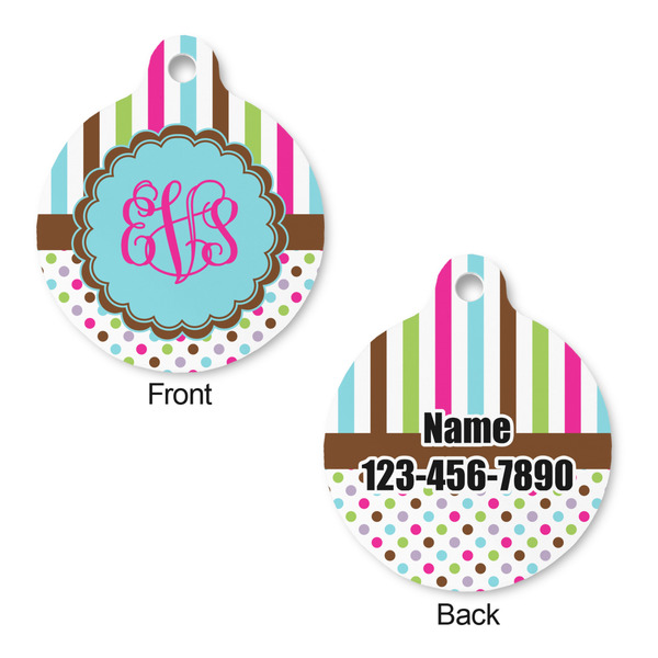 Stripes & Dots Round Pet ID Tag - Large - Approval