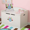 Stripes & Dots Round Wall Decal on Toy Chest