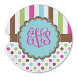Stripes & Dots Sandstone Car Coaster - Single (Personalized)