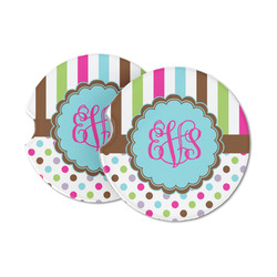 Stripes & Dots Sandstone Car Coasters (Personalized)