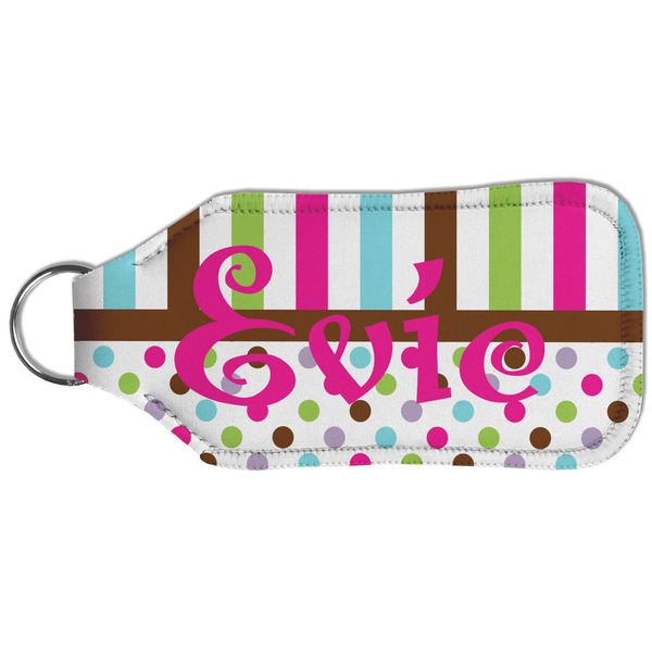 Stripes & Dots Sanitizer Holder Keychain - Large (Back)