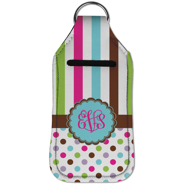 Stripes & Dots Sanitizer Holder Keychain - Large (Front)
