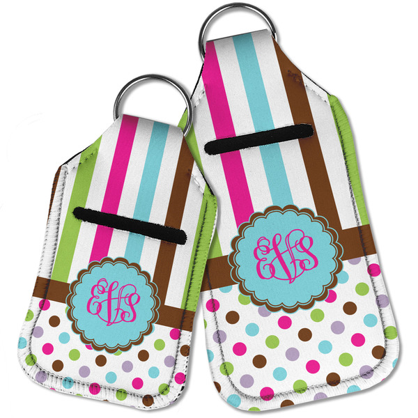 Stripes & Dots Sanitizer Holder Keychain - Parent Main