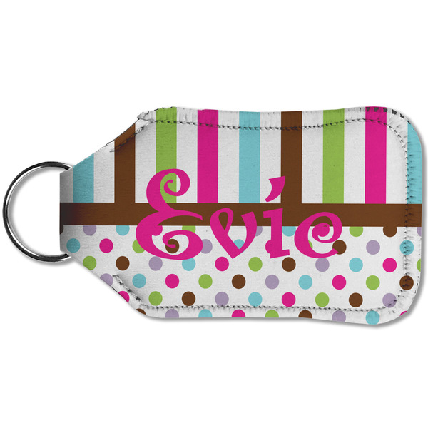 Stripes & Dots Sanitizer Holder Keychain - Small (Back)