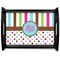 Stripes & Dots Black Wooden Tray - Large (Personalized)