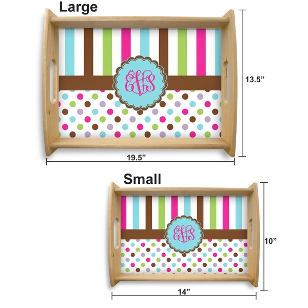 Stripes & Dots Serving Tray Wood Sizes