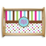 Stripes & Dots Natural Wooden Tray - Small (Personalized)
