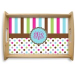 Stripes & Dots Natural Wooden Tray - Small (Personalized)
