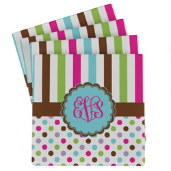 Stripes & Dots Absorbent Stone Coasters - Set of 4 (Personalized)