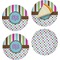 Stripes & Dots Set of 4 Glass Appetizer / Dessert Plate 8" (Personalized)