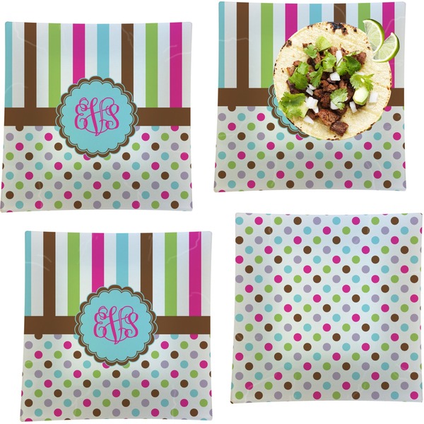 Stripes & Dots Set of Square Dinner Plates